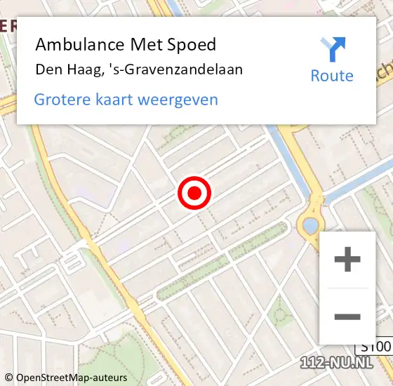 Locatie op kaart van de 112 melding: Ambulance Met Spoed Naar Den Haag, 's-Gravenzandelaan op 11 september 2022 17:51
