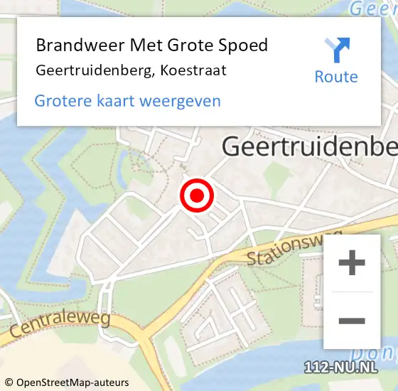 Locatie op kaart van de 112 melding: Brandweer Met Grote Spoed Naar Geertruidenberg, Koestraat op 11 september 2022 18:53