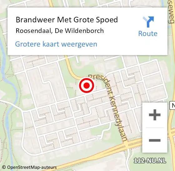 Locatie op kaart van de 112 melding: Brandweer Met Grote Spoed Naar Roosendaal, De Wildenborch op 11 september 2022 21:01
