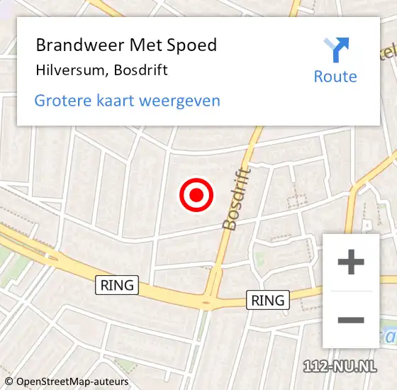 Locatie op kaart van de 112 melding: Brandweer Met Spoed Naar Hilversum, Bosdrift op 11 september 2022 22:33