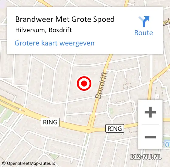 Locatie op kaart van de 112 melding: Brandweer Met Grote Spoed Naar Hilversum, Bosdrift op 11 september 2022 22:35
