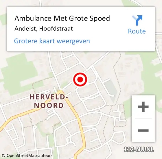 Locatie op kaart van de 112 melding: Ambulance Met Grote Spoed Naar Andelst, Hoofdstraat op 12 september 2022 00:46