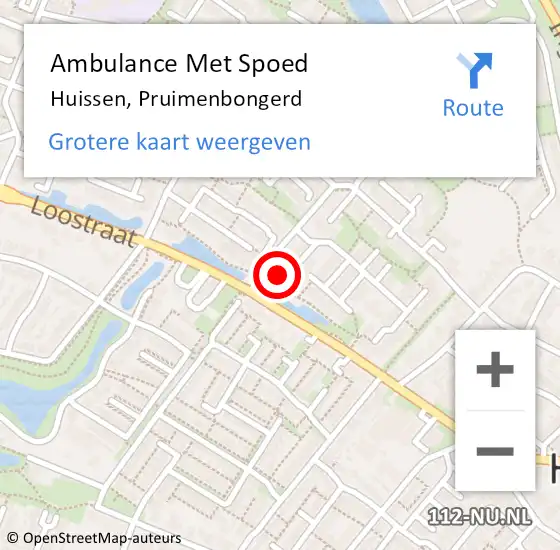 Locatie op kaart van de 112 melding: Ambulance Met Spoed Naar Huissen, Pruimenbongerd op 12 september 2022 01:12