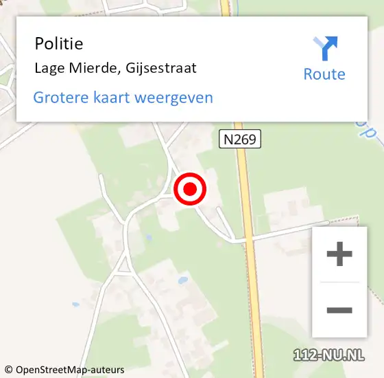 Locatie op kaart van de 112 melding: Politie Lage Mierde, Gijsestraat op 12 september 2022 06:22