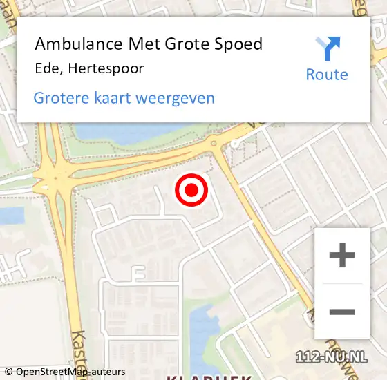 Locatie op kaart van de 112 melding: Ambulance Met Grote Spoed Naar Ede, Hertespoor op 12 september 2022 06:40