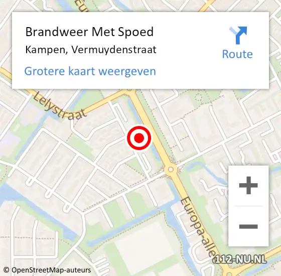 Locatie op kaart van de 112 melding: Brandweer Met Spoed Naar Kampen, Vermuydenstraat op 12 september 2022 08:31