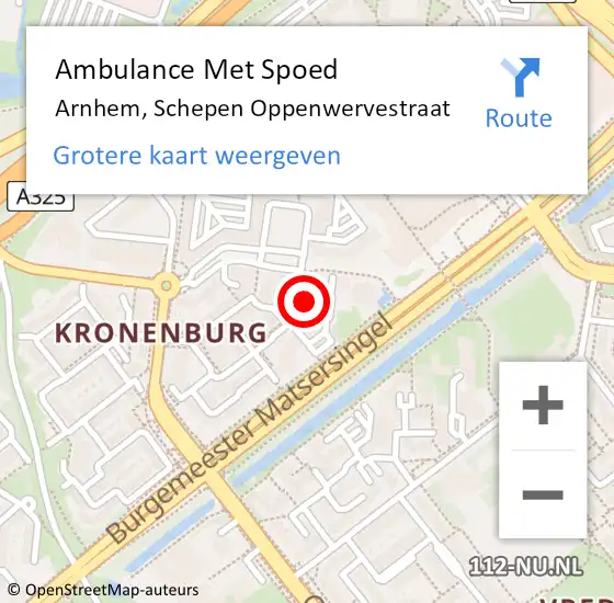Locatie op kaart van de 112 melding: Ambulance Met Spoed Naar Arnhem, Schepen Oppenwervestraat op 12 september 2022 09:19