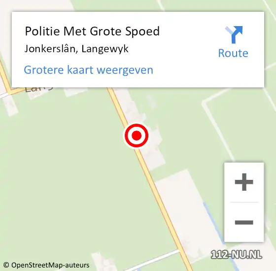 Locatie op kaart van de 112 melding: Politie Met Grote Spoed Naar Jonkerslân, Langewyk op 12 september 2022 10:37