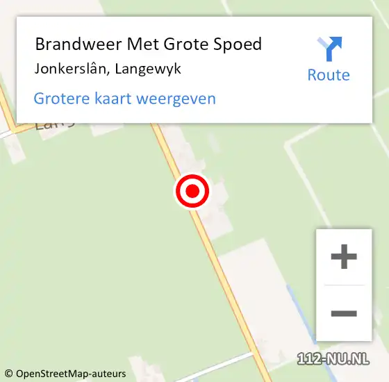 Locatie op kaart van de 112 melding: Brandweer Met Grote Spoed Naar Jonkerslân, Langewyk op 12 september 2022 10:38