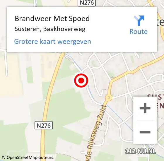 Locatie op kaart van de 112 melding: Brandweer Met Spoed Naar Susteren, Baakhoverweg op 12 september 2022 12:37