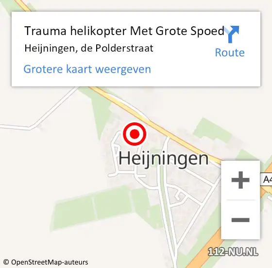 Locatie op kaart van de 112 melding: Trauma helikopter Met Grote Spoed Naar Heijningen, de Polderstraat op 12 september 2022 13:42