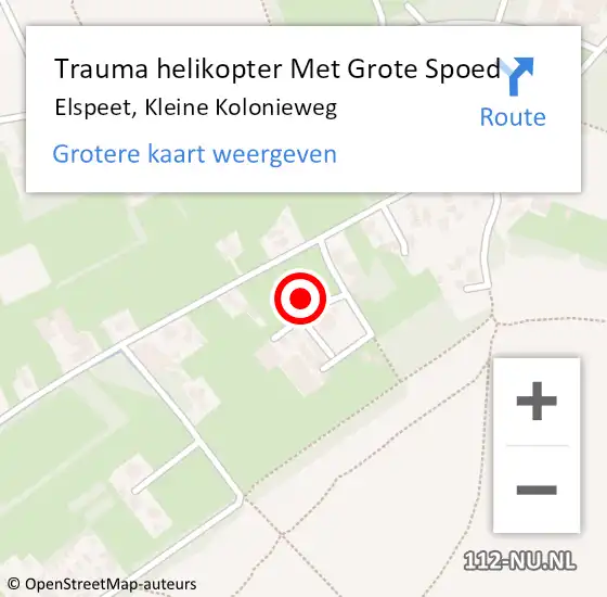 Locatie op kaart van de 112 melding: Trauma helikopter Met Grote Spoed Naar Elspeet, Kleine Kolonieweg op 12 september 2022 13:55