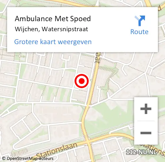 Locatie op kaart van de 112 melding: Ambulance Met Spoed Naar Wijchen, Watersnipstraat op 12 september 2022 14:52