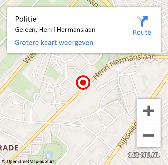 Locatie op kaart van de 112 melding: Politie Geleen, Henri Hermanslaan op 12 september 2022 15:18