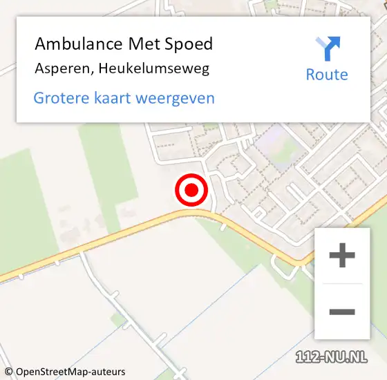Locatie op kaart van de 112 melding: Ambulance Met Spoed Naar Asperen, Heukelumseweg op 12 september 2022 16:31