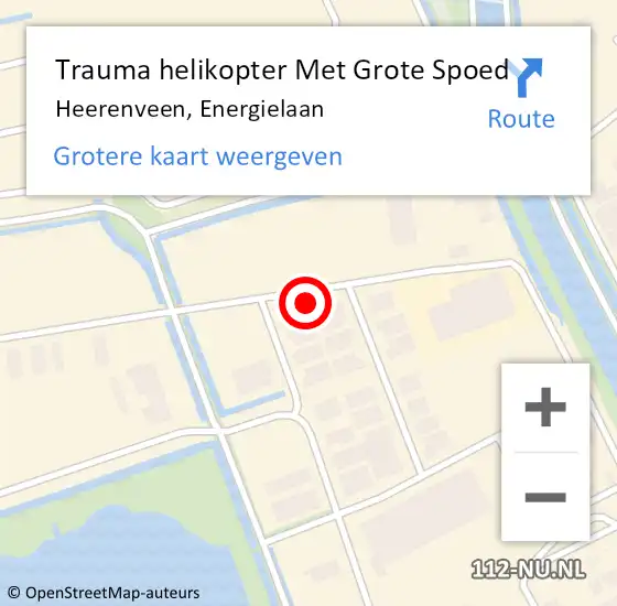 Locatie op kaart van de 112 melding: Trauma helikopter Met Grote Spoed Naar Heerenveen, Energielaan op 12 september 2022 16:54