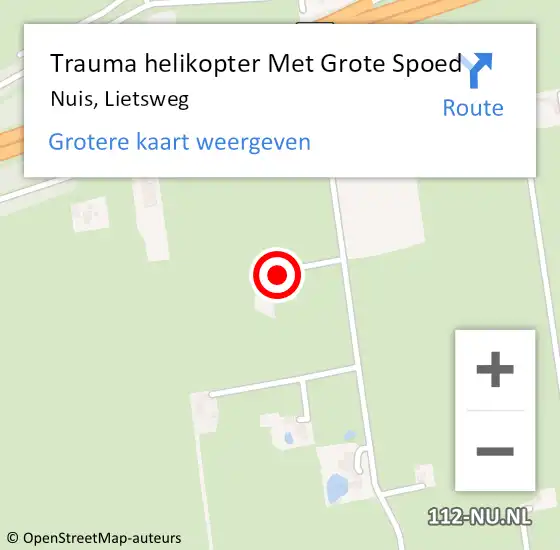 Locatie op kaart van de 112 melding: Trauma helikopter Met Grote Spoed Naar Nuis, Lietsweg op 12 september 2022 17:04