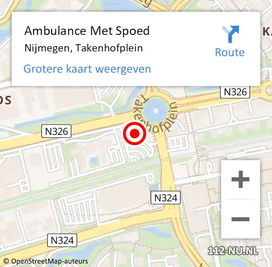 Locatie op kaart van de 112 melding: Ambulance Met Spoed Naar Nijmegen, Takenhofplein op 12 september 2022 17:43