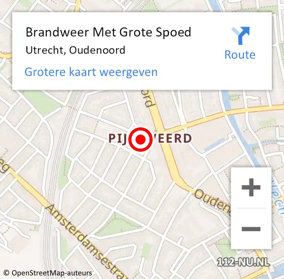 Locatie op kaart van de 112 melding: Brandweer Met Grote Spoed Naar Utrecht, Oudenoord op 12 september 2022 18:03