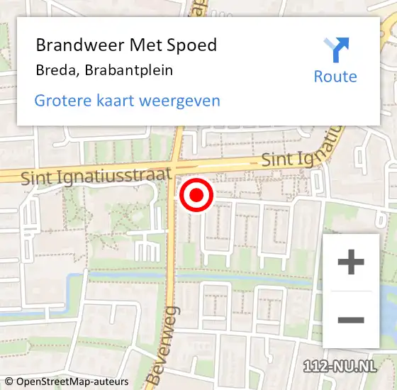 Locatie op kaart van de 112 melding: Brandweer Met Spoed Naar Breda, Brabantplein op 12 september 2022 19:01