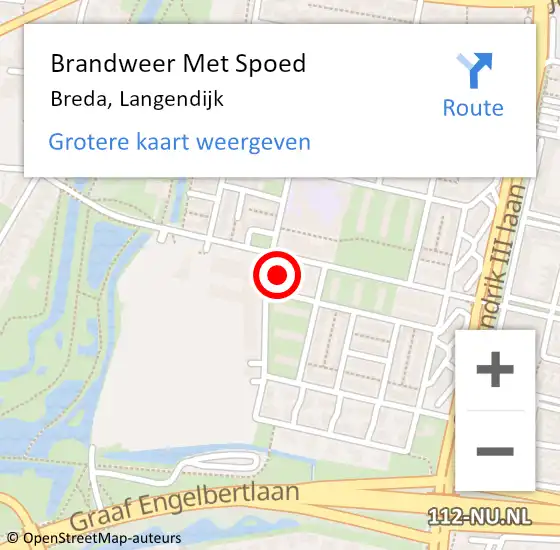 Locatie op kaart van de 112 melding: Brandweer Met Spoed Naar Breda, Langendijk op 12 september 2022 21:13