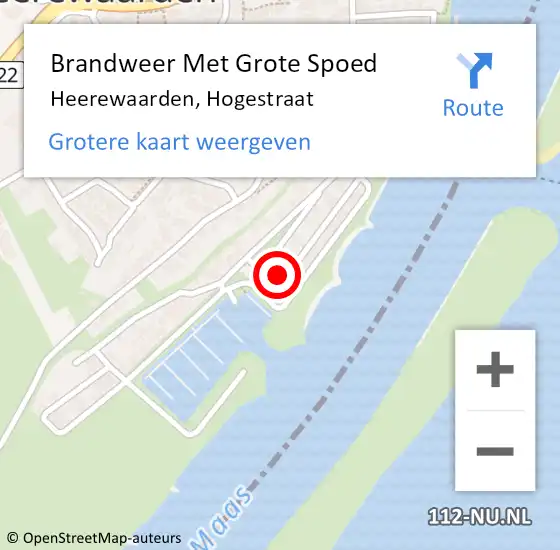 Locatie op kaart van de 112 melding: Brandweer Met Grote Spoed Naar Heerewaarden, Hogestraat op 13 september 2022 01:21