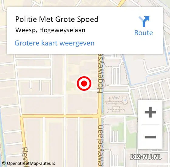 Locatie op kaart van de 112 melding: Politie Met Grote Spoed Naar Weesp, Hogeweyselaan op 13 september 2022 05:30