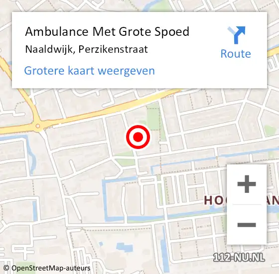 Locatie op kaart van de 112 melding: Ambulance Met Grote Spoed Naar Naaldwijk, Perzikenstraat op 13 september 2022 07:38