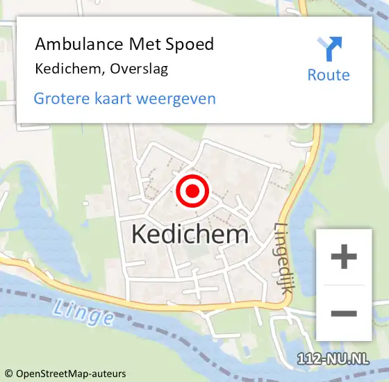 Locatie op kaart van de 112 melding: Ambulance Met Spoed Naar Kedichem, Overslag op 13 september 2022 10:22