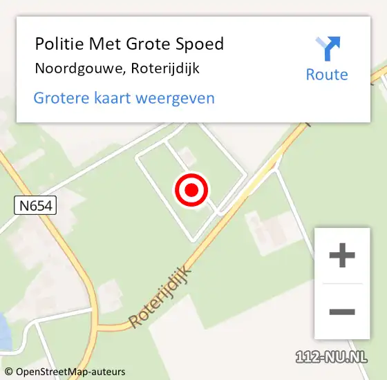 Locatie op kaart van de 112 melding: Politie Met Grote Spoed Naar Noordgouwe, Roterijdijk op 13 september 2022 14:10