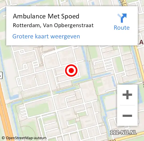Locatie op kaart van de 112 melding: Ambulance Met Spoed Naar Rotterdam, Van Opbergenstraat op 13 september 2022 15:10