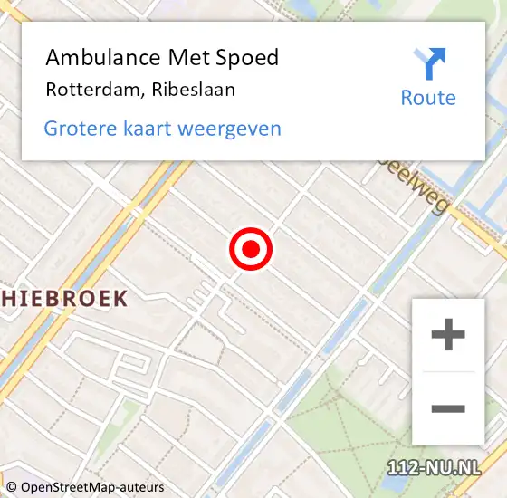 Locatie op kaart van de 112 melding: Ambulance Met Spoed Naar Rotterdam, Ribeslaan op 13 september 2022 15:32