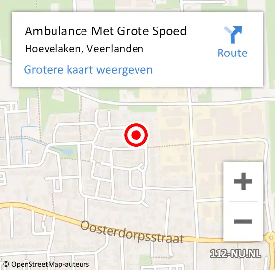 Locatie op kaart van de 112 melding: Ambulance Met Grote Spoed Naar Hoevelaken, Veenlanden op 13 september 2022 15:38