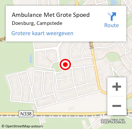 Locatie op kaart van de 112 melding: Ambulance Met Grote Spoed Naar Doesburg, Campstede op 13 september 2022 16:04