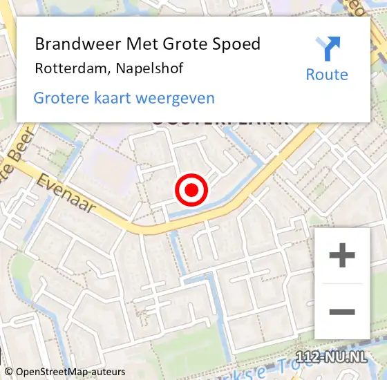 Locatie op kaart van de 112 melding: Brandweer Met Grote Spoed Naar Rotterdam, Napelshof op 13 september 2022 18:54