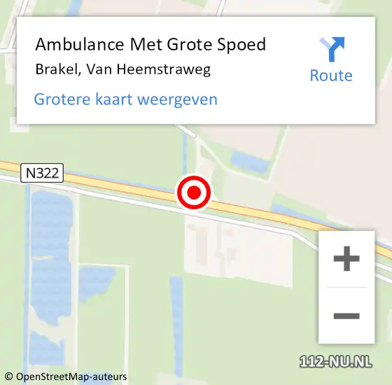 Locatie op kaart van de 112 melding: Ambulance Met Grote Spoed Naar Brakel, Van Heemstraweg op 13 september 2022 19:25