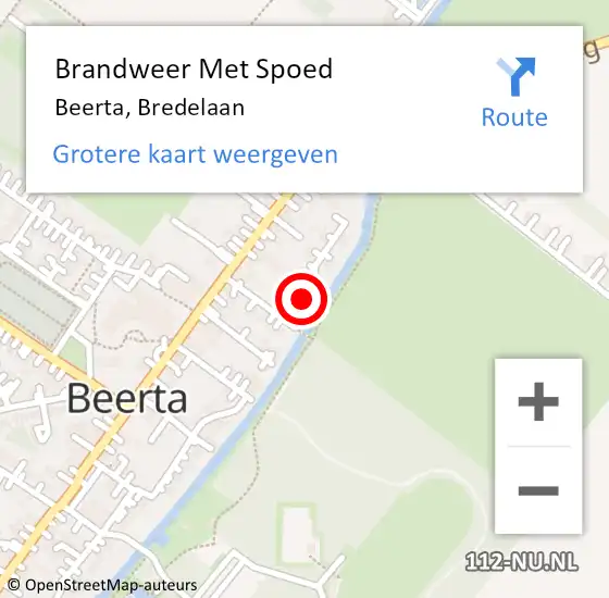 Locatie op kaart van de 112 melding: Brandweer Met Spoed Naar Beerta, Bredelaan op 13 september 2022 19:47