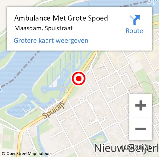 Locatie op kaart van de 112 melding: Ambulance Met Grote Spoed Naar Maasdam, Spuistraat op 13 september 2022 19:48