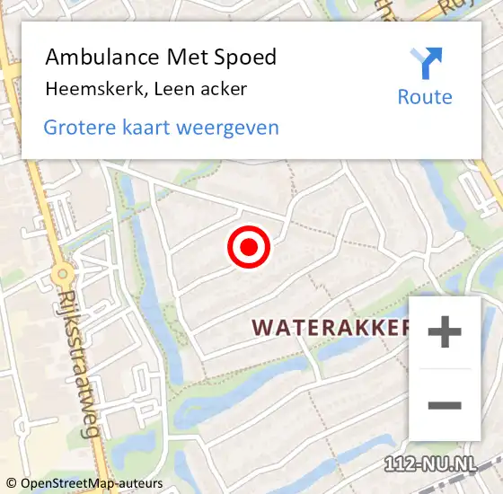 Locatie op kaart van de 112 melding: Ambulance Met Spoed Naar Heemskerk, Leen acker op 13 september 2022 20:22