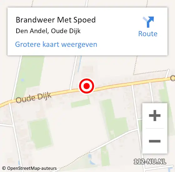 Locatie op kaart van de 112 melding: Brandweer Met Spoed Naar Den Andel, Oude Dijk op 13 september 2022 20:25