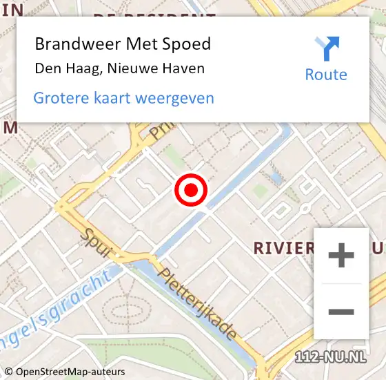 Locatie op kaart van de 112 melding: Brandweer Met Spoed Naar Den Haag, Nieuwe Haven op 13 september 2022 22:48