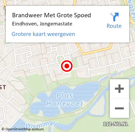 Locatie op kaart van de 112 melding: Brandweer Met Grote Spoed Naar Eindhoven, Jongemastate op 14 september 2022 02:25