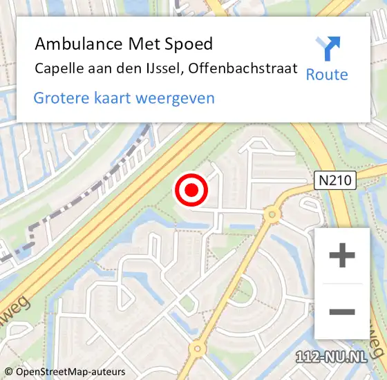 Locatie op kaart van de 112 melding: Ambulance Met Spoed Naar Capelle aan den IJssel, Offenbachstraat op 14 september 2022 07:18
