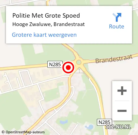 Locatie op kaart van de 112 melding: Politie Met Grote Spoed Naar Hooge Zwaluwe, Brandestraat op 14 september 2022 08:32