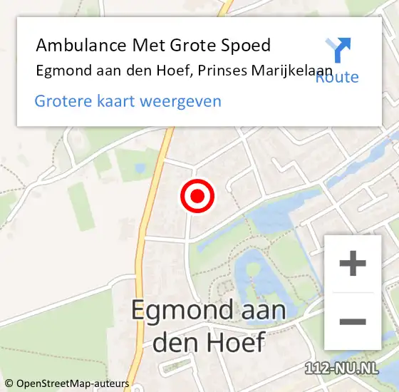 Locatie op kaart van de 112 melding: Ambulance Met Grote Spoed Naar Egmond aan den Hoef, Prinses Marijkelaan op 14 september 2022 09:06