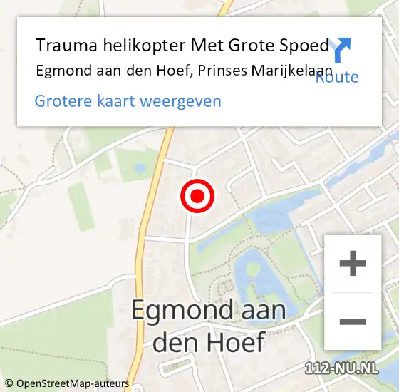 Locatie op kaart van de 112 melding: Trauma helikopter Met Grote Spoed Naar Egmond aan den Hoef, Prinses Marijkelaan op 14 september 2022 09:07