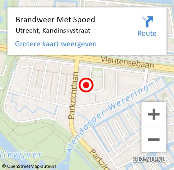 Locatie op kaart van de 112 melding: Brandweer Met Spoed Naar Utrecht, Kandinskystraat op 14 september 2022 09:37