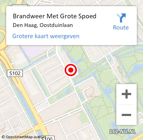 Locatie op kaart van de 112 melding: Brandweer Met Grote Spoed Naar Den Haag, Oostduinlaan op 14 september 2022 11:10