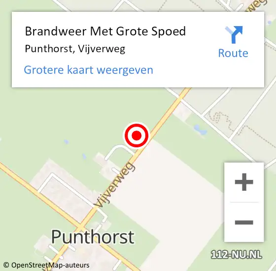 Locatie op kaart van de 112 melding: Brandweer Met Grote Spoed Naar Punthorst, Vijverweg op 14 september 2022 11:53