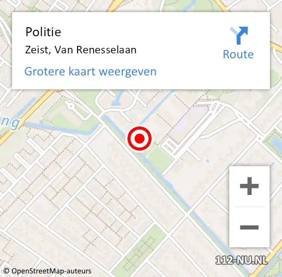 Locatie op kaart van de 112 melding: Politie Zeist, Van Renesselaan op 14 september 2022 12:53